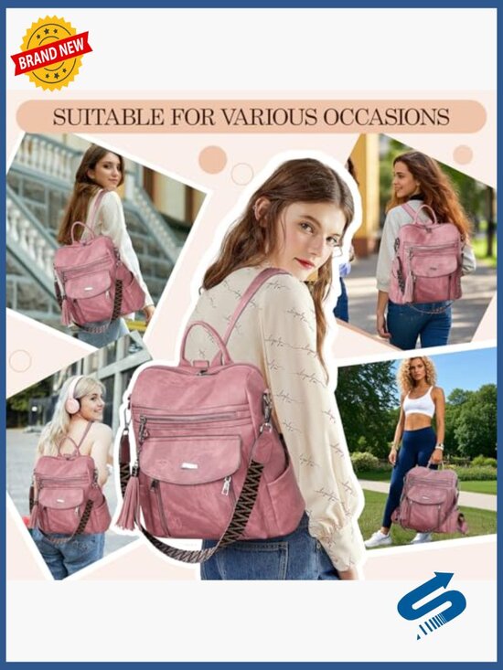 Faux Leather Backpack Purse Convertible Handbag Shoulder Bag Travel Work main image 4